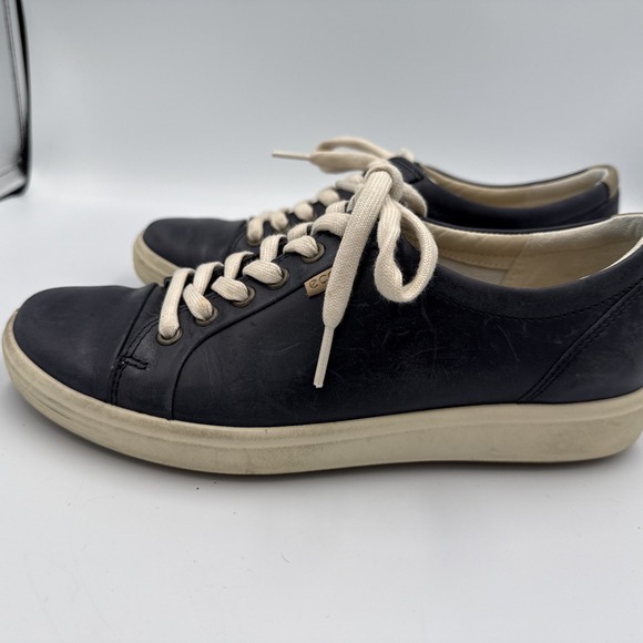 Ecco Womens Shoes Size 8.5 (39) Blue Leather Lace Up Comfort Casual Sneakers - Picture 12 of 16